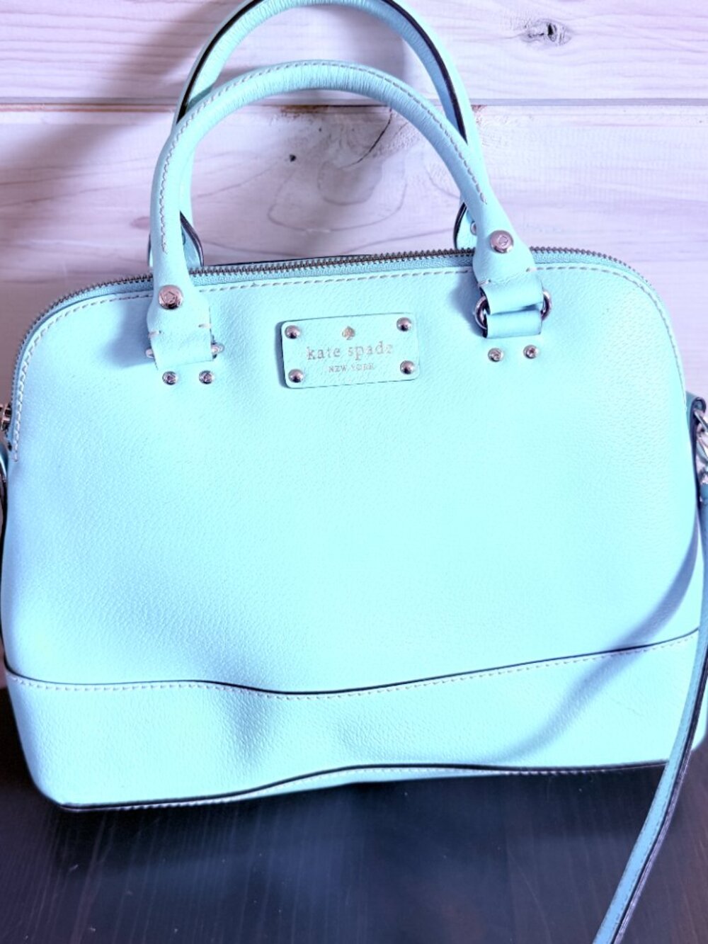 Kate Spade MEDIUM Light Blue Wellesy Rachelle Leather Satchel/Crossbody